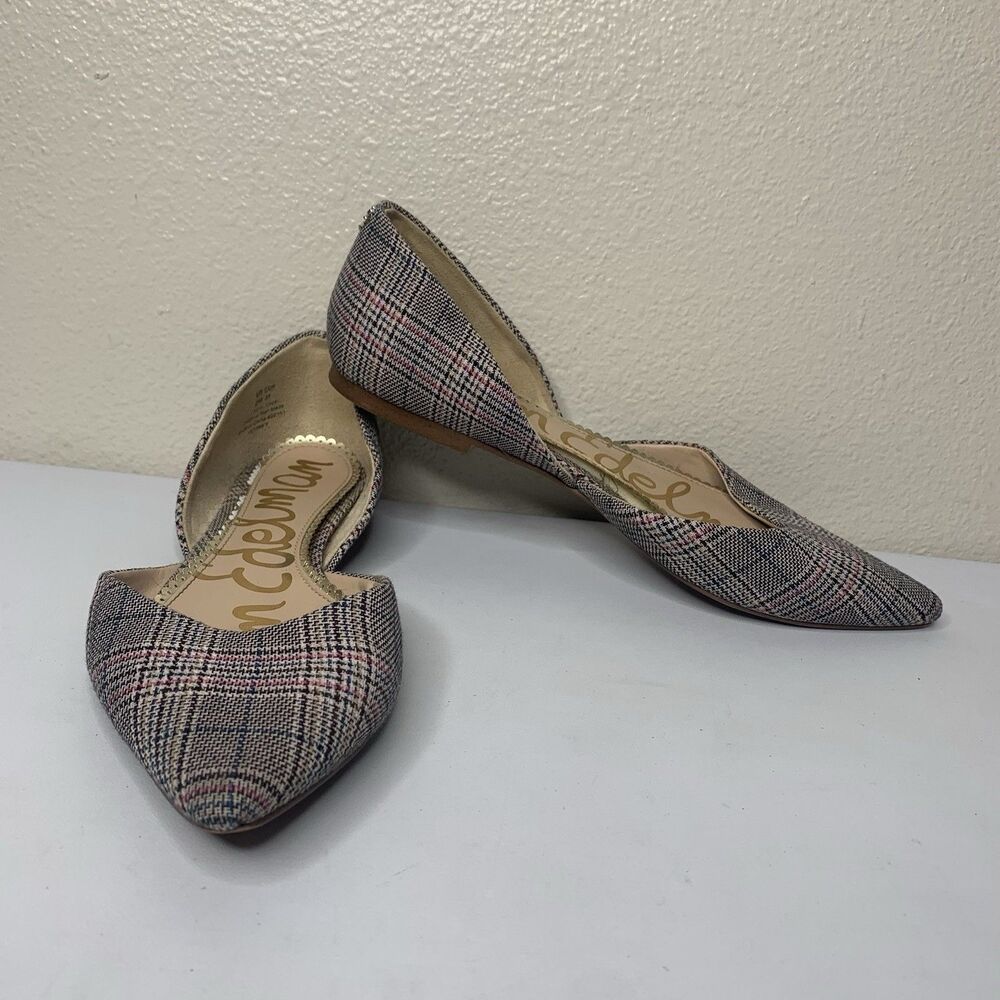 Sam Edelman Rodney D'Orsay Flats Glen Plaid Pattern Sz 9 Pointed Toe - Picture 1 of 11